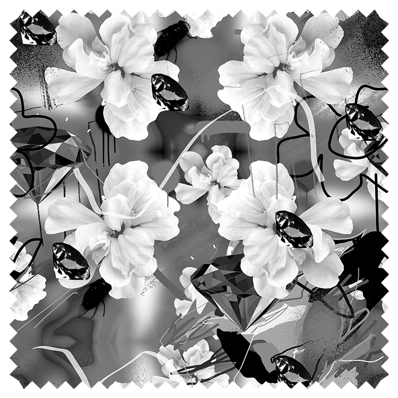 Jimi Crayon - Flowers - Black / White